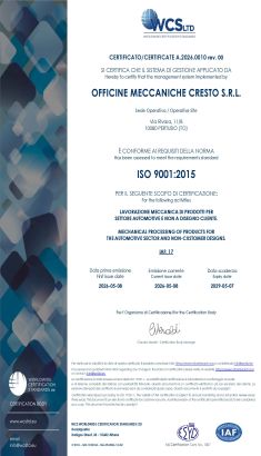 CERTIFICATO WCS OFFICINE MECCANICHE CRESTO ISO9001 2026